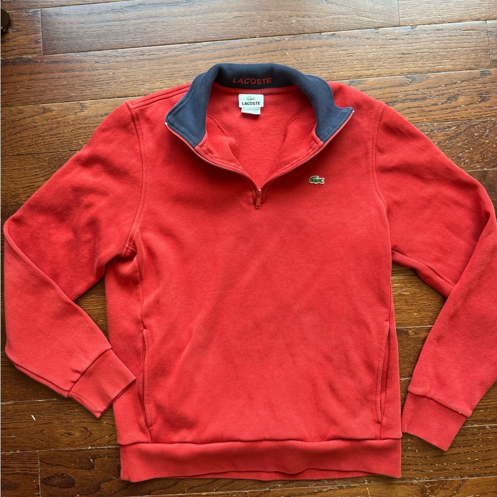 Lacoste Men's Bold Red Zip-Up Sweater